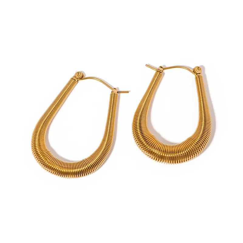 1 Pair IG Style Simple Style U Shape 304 Stainless Steel 18K Gold Plated Earrings