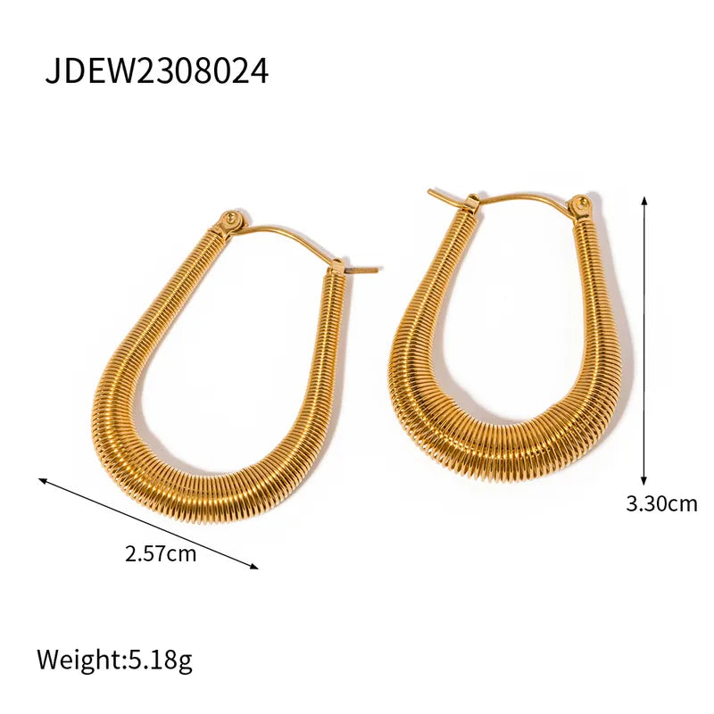 1 Pair IG Style Simple Style U Shape 304 Stainless Steel 18K Gold Plated Earrings