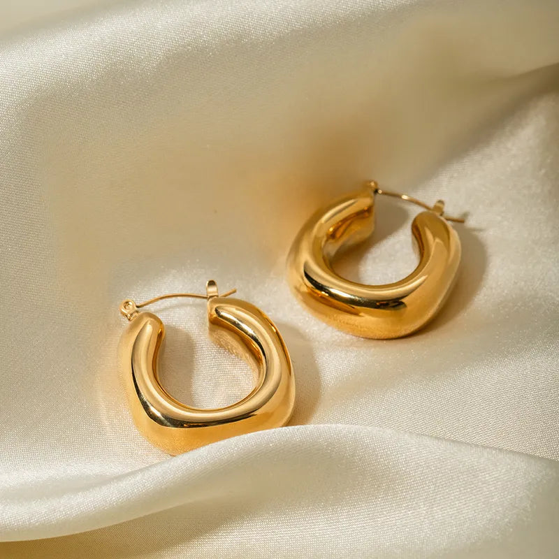 1 Pair IG Style Simple Style U Shape Solid Color 304 Stainless Steel 16K Gold Plated Earrings