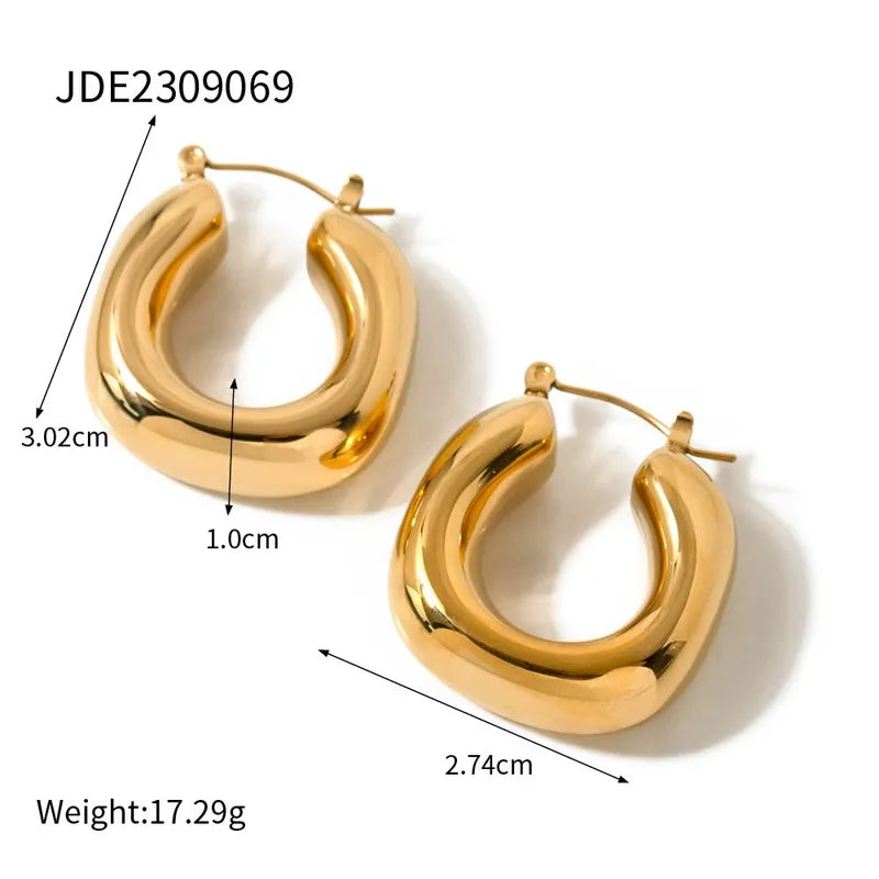 1 Pair IG Style Simple Style U Shape Solid Color 304 Stainless Steel 16K Gold Plated Earrings