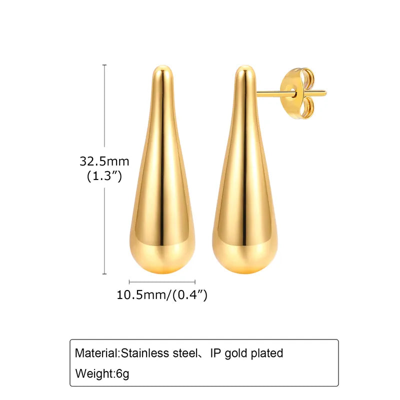 1 Pair IG Style Simple Style Water Droplets 201 Stainless Steel Ear Studs