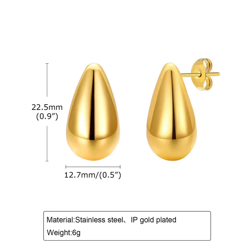 1 Pair IG Style Simple Style Water Droplets 201 Stainless Steel Ear Studs