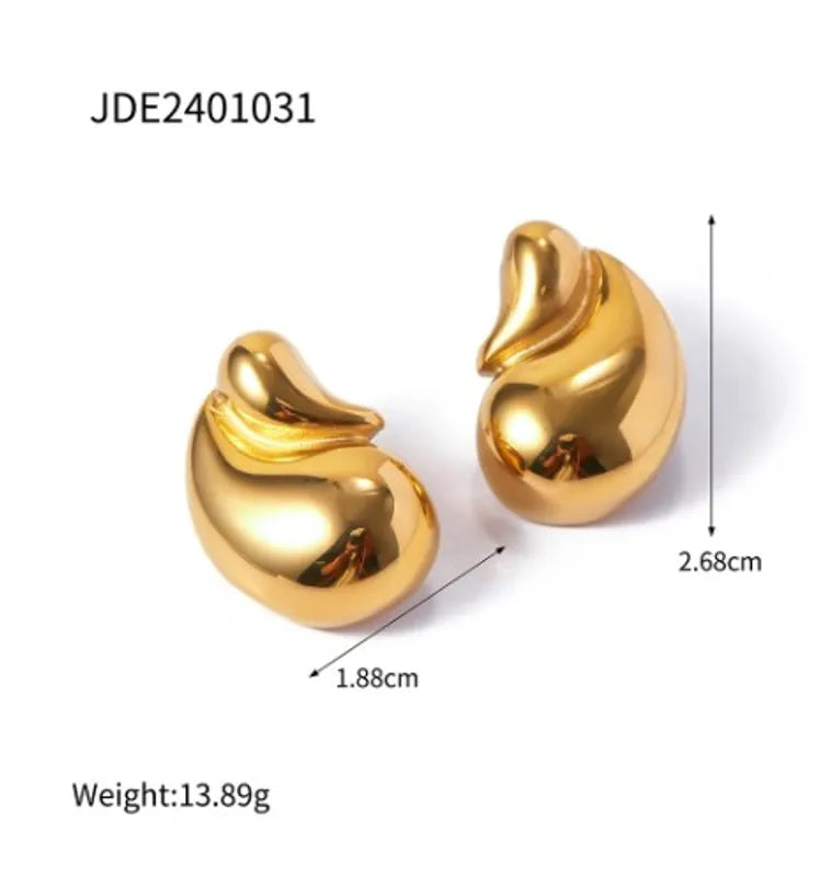 1 Pair IG Style Simple Style Water Droplets 316 Stainless Steel 18K Gold Plated Ear Studs