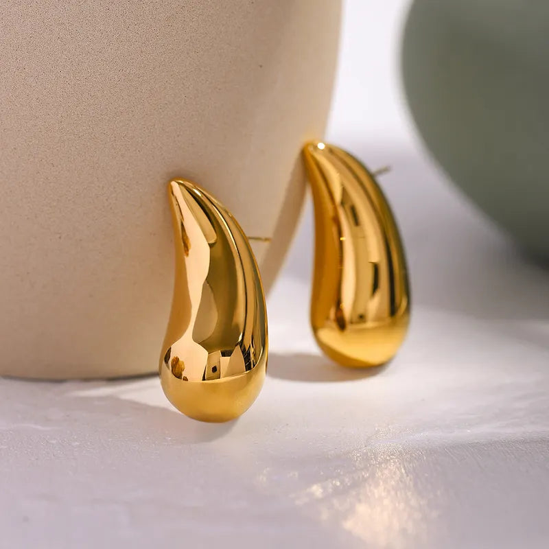 1 Pair IG Style Simple Style Water Droplets 316 Stainless Steel 18K Gold Plated Ear Studs