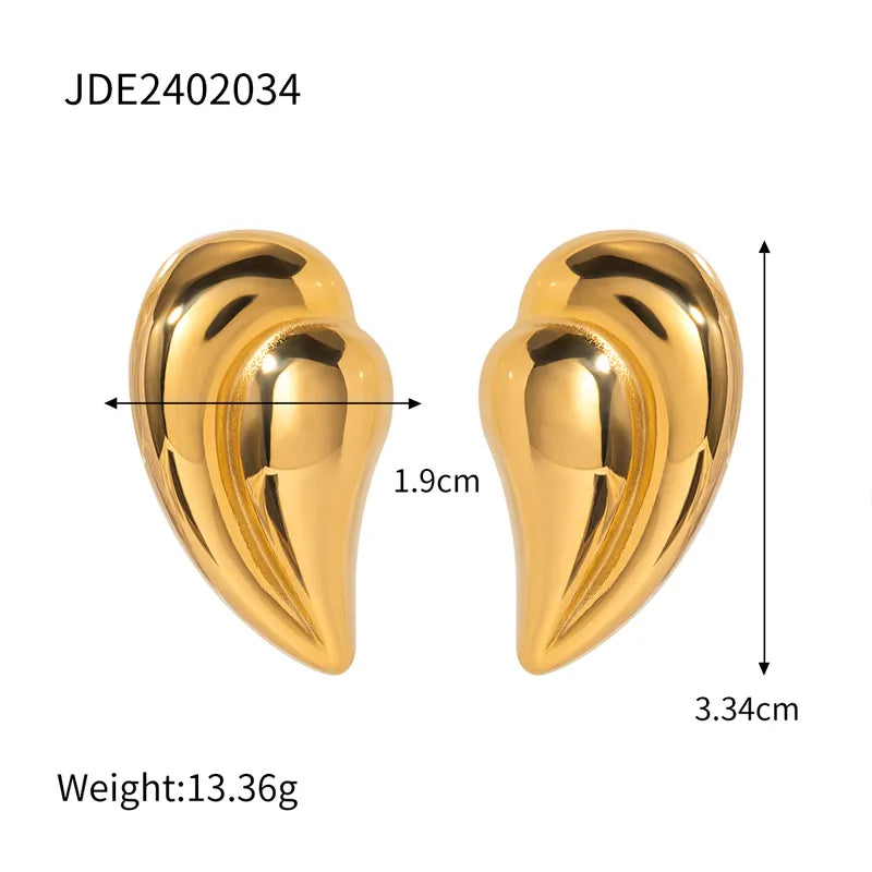 1 Pair IG Style Simple Style Water Droplets 316 Stainless Steel 18K Gold Plated Ear Studs