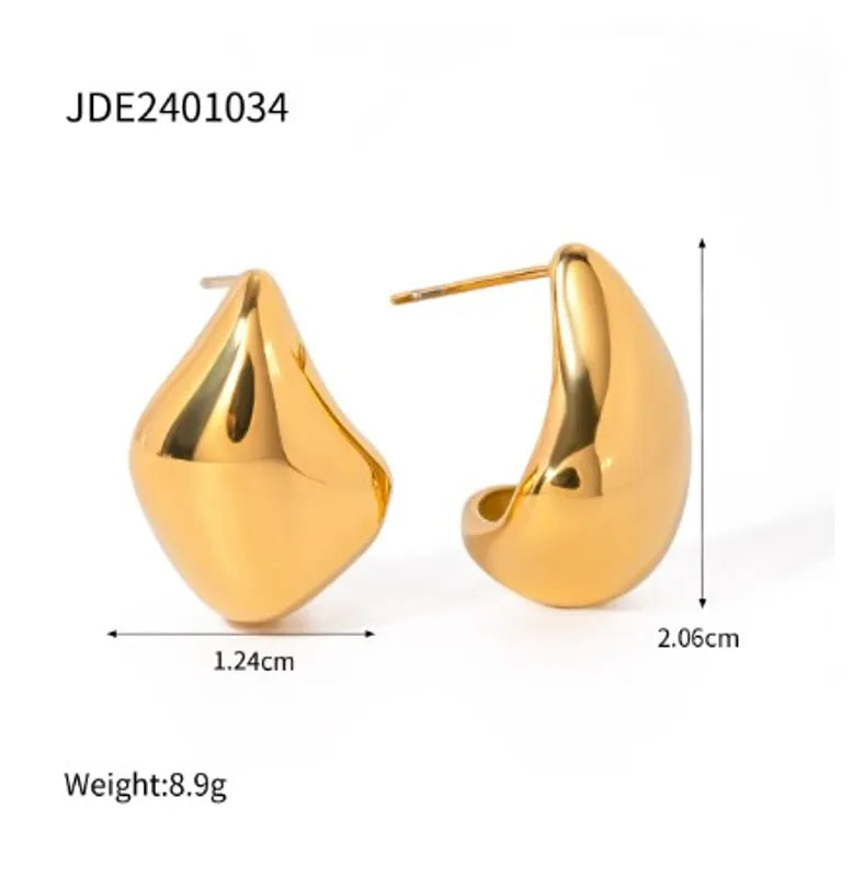 1 Pair IG Style Simple Style Water Droplets 316 Stainless Steel 18K Gold Plated Ear Studs