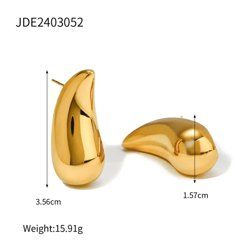 1 Pair IG Style Simple Style Water Droplets 316 Stainless Steel 18K Gold Plated Ear Studs