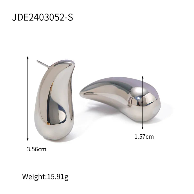 1 Pair IG Style Simple Style Water Droplets 316 Stainless Steel 18K Gold Plated Ear Studs