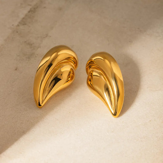 1 Pair IG Style Simple Style Water Droplets 316 Stainless Steel 18K Gold Plated Ear Studs