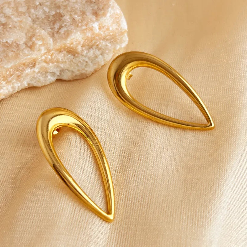 1 Pair IG Style Simple Style Water Droplets Plating 304 Stainless Steel 18K Gold Plated Ear Studs