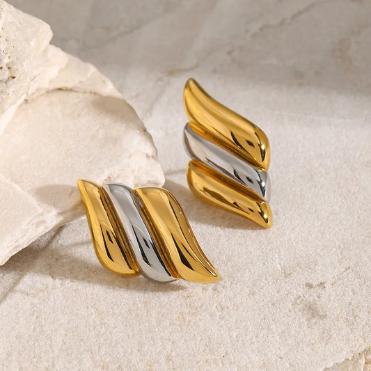 1 Pair IG Style Simple Style Wings 316 Stainless Steel 18K Gold Plated Ear Studs