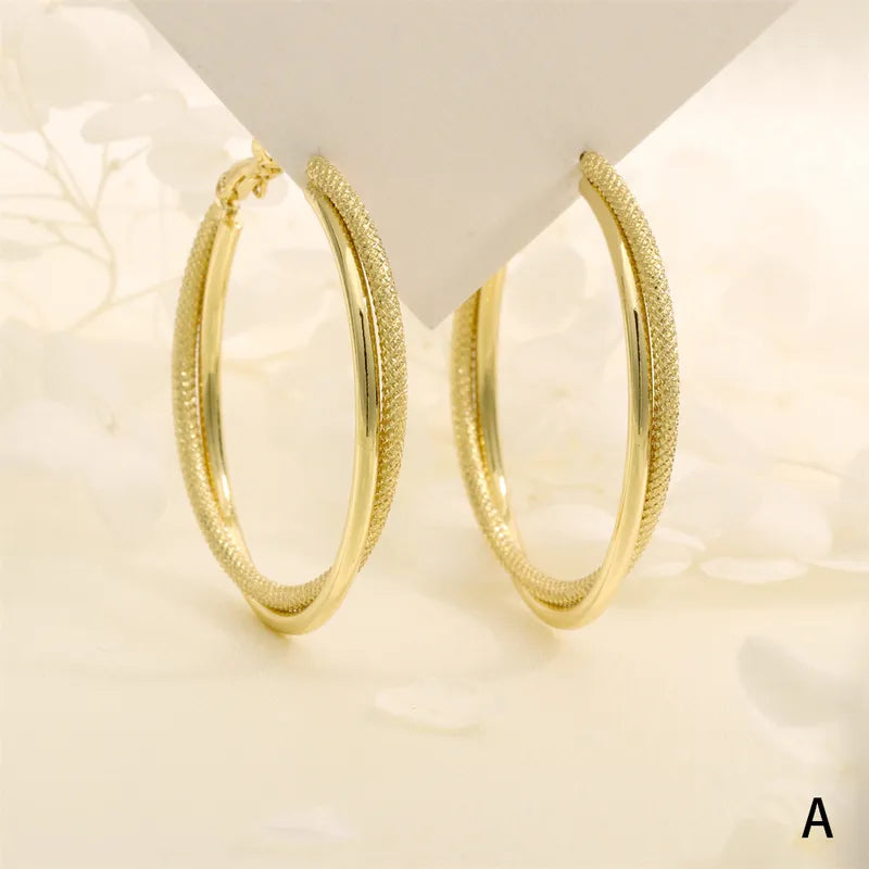 1 Pair IG Style Streetwear Circle Three-dimensional Copper Hoop Earrings