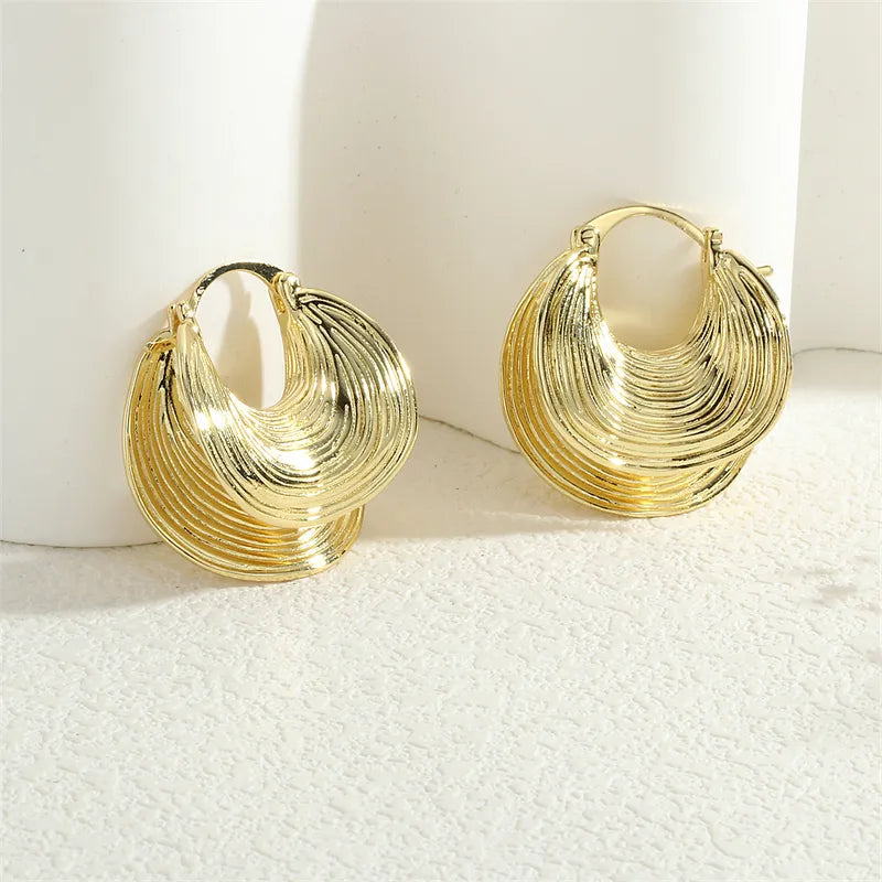 1 Pair IG Style Streetwear Circle Three-dimensional Copper Hoop Earrings