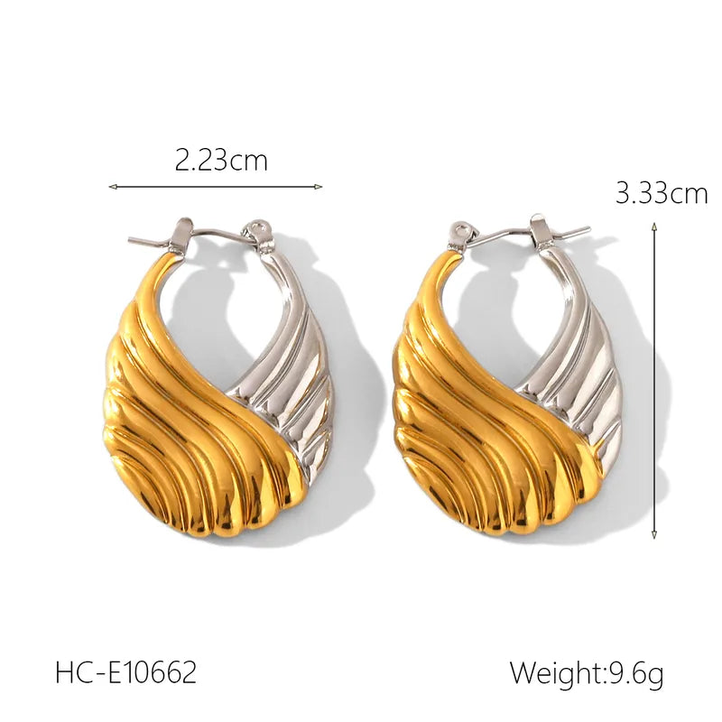 1 Pair IG Style Stripe Mixed Metal 304 Stainless Steel Titanium Steel 18K Gold Plated Earrings