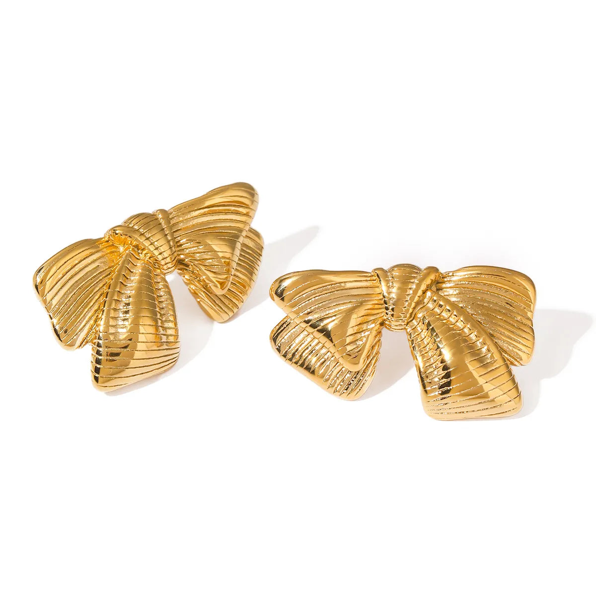 1 Pair IG Style Sweet Bow Knot 304 Stainless Steel 18K Gold Plated Ear Studs