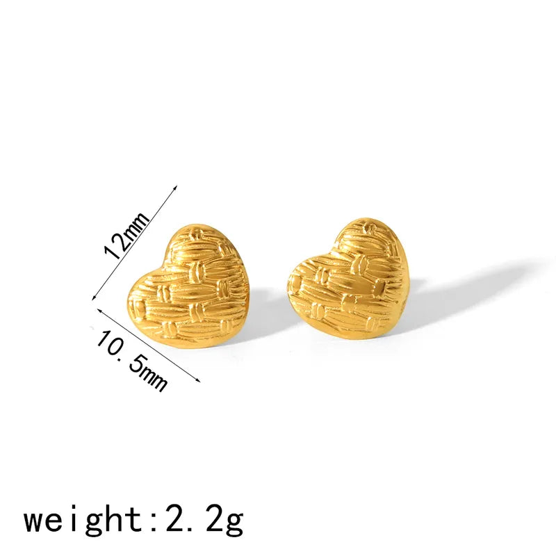 1 Pair IG Style Sweet Heart Shape Polishing Plating 304 Stainless Steel 18K Gold Plated Ear Studs