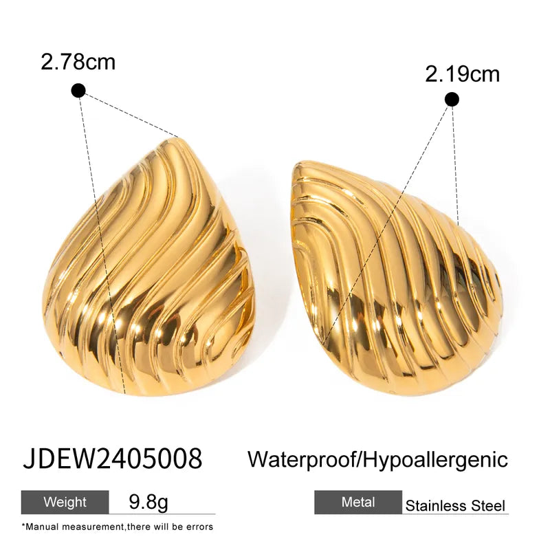 1 Pair IG Style Sweet Water Droplets Shell 304 Stainless Steel 18K Gold Plated Ear Studs