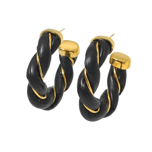 1 Pair IG Style Vacation Commute C Shape Plating 304 Stainless Steel Artificial Leather Earrings