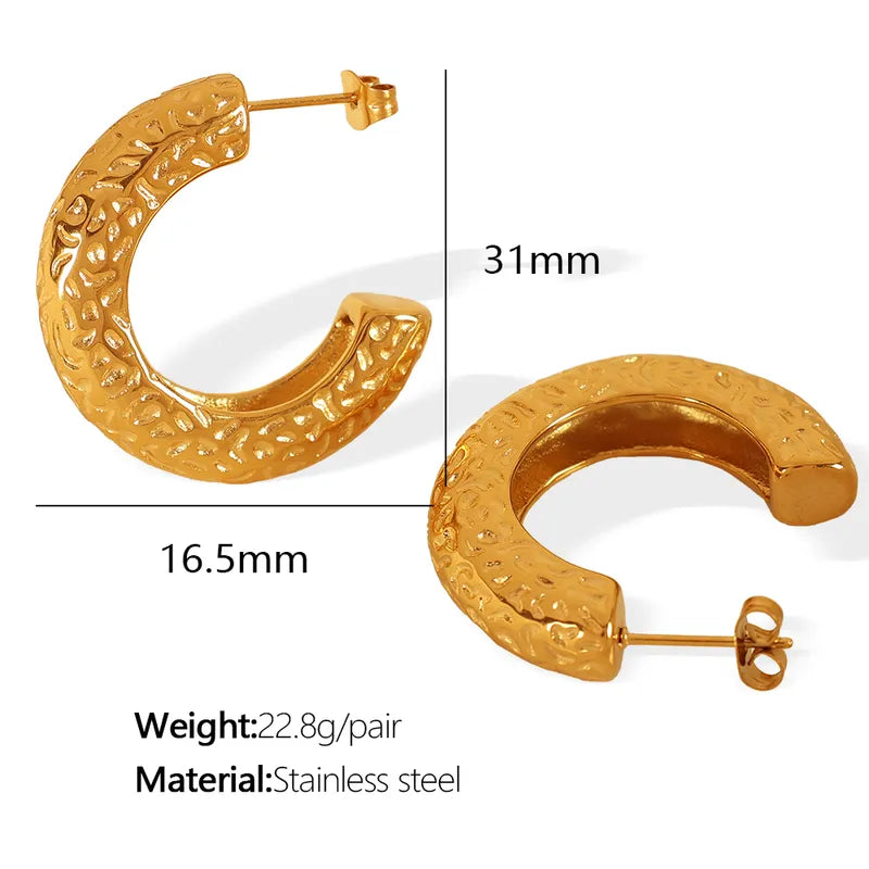 1 Pair IG Style Vintage Style French Style C Shape Polishing 304 Stainless Steel 18K Gold Plated Ear Studs