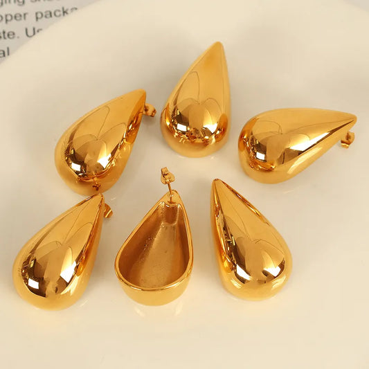 1 Pair IG Style Vintage Style French Style Geometric Polishing 304 Stainless Steel 18K Gold Plated Ear Studs