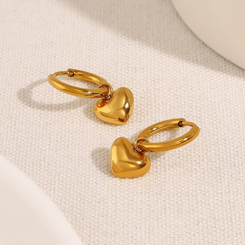 1 Pair IG Style Vintage Style French Style Heart Shape Plating 304 Stainless Steel Drop Earrings