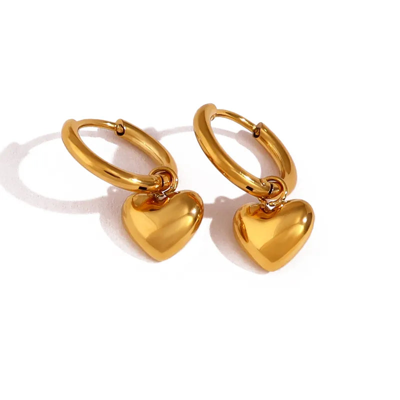 1 Pair IG Style Vintage Style French Style Heart Shape Plating 304 Stainless Steel Drop Earrings