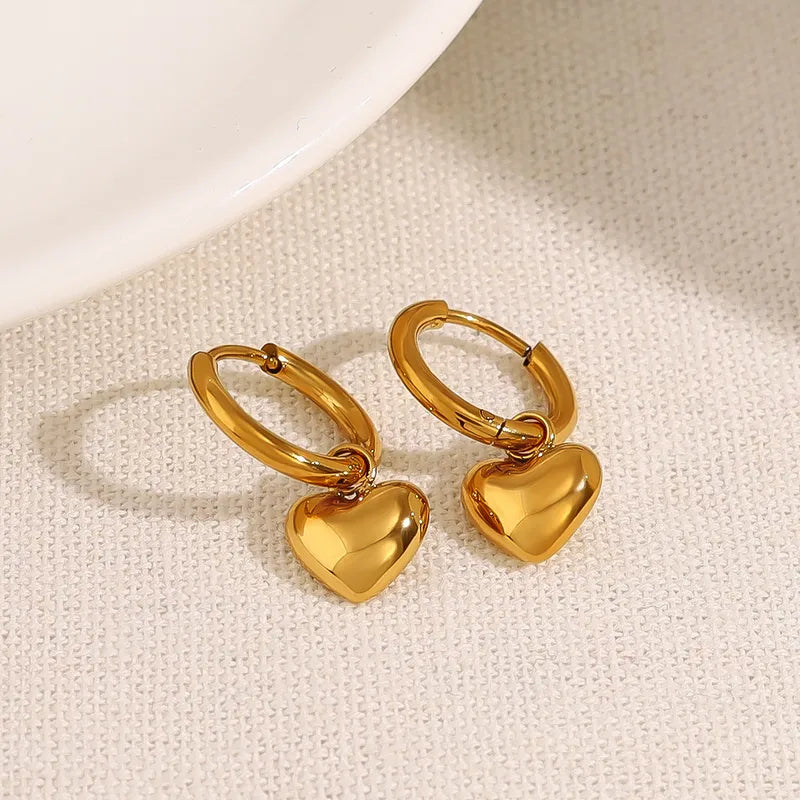 1 Pair IG Style Vintage Style French Style Heart Shape Plating 304 Stainless Steel Drop Earrings