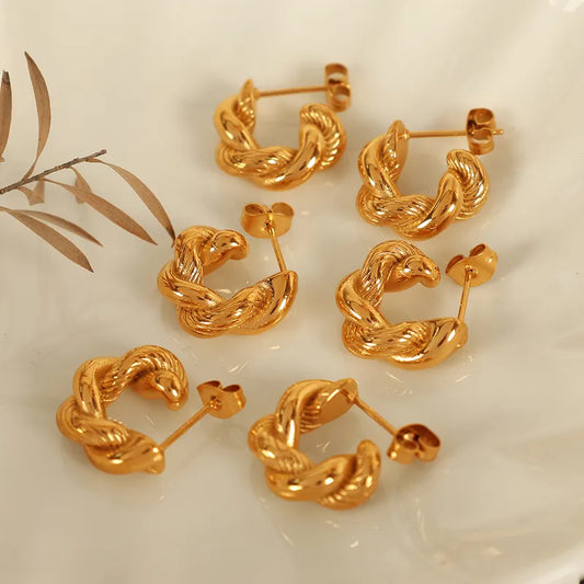 1 Pair IG Style Vintage Style Simple Style Geometric Polishing 304 Stainless Steel 18K Gold Plated Ear Studs