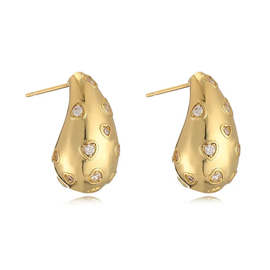 Casual Simple Style Water Droplets Plating Inlay Copper Zircon 18k Gold Plated Ear Studs