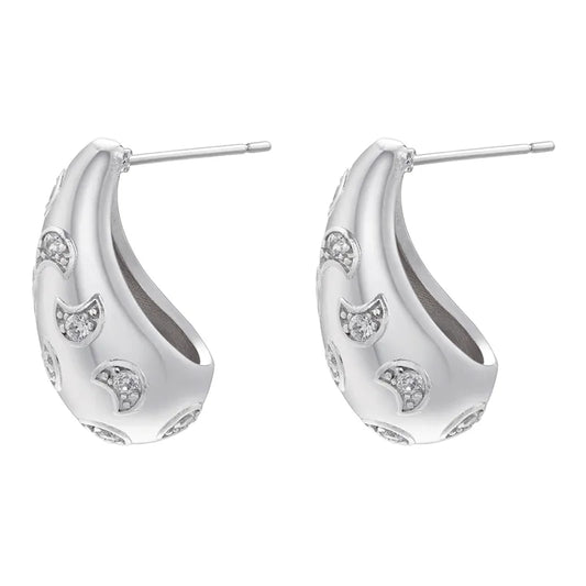 Simple Style Water Droplets Plating Inlay Copper Zircon 18k Gold Plated Ear Studs