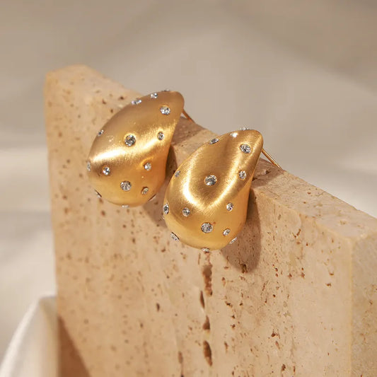 1 Pair Ig Style Classic Style Water Droplets Plating Inlay Copper Artificial Diamond 18k Gold Plated Ear Studs