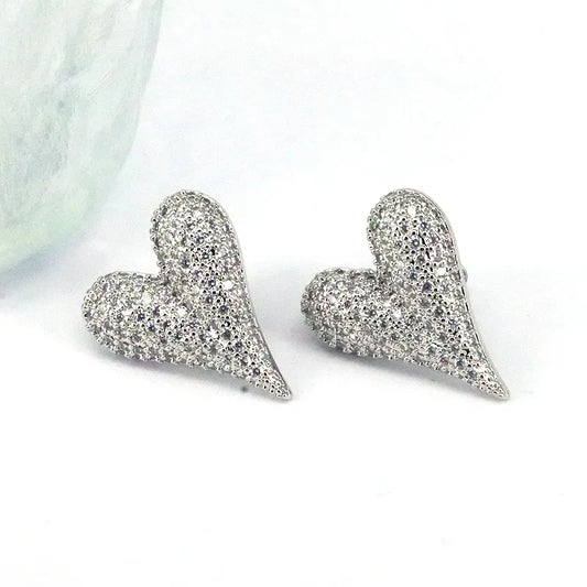 Droplets Heart Shape Plating Inlay Copper Zircon 18k Gold Plated Silver Plated Ear Studs