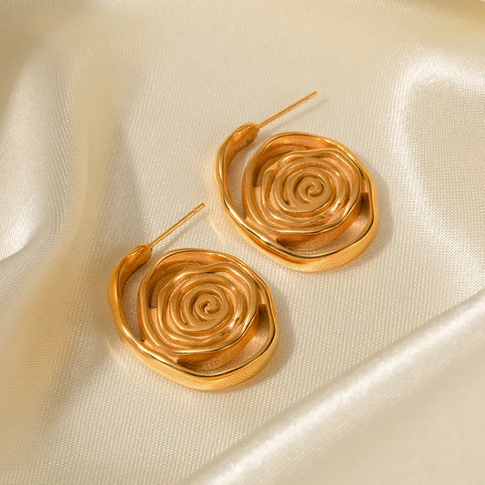 1 Pair Ig Style Solid Color Plating Stainless Steel 18k Gold Plated Ear Studs