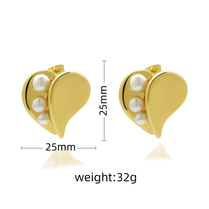 1 Pair Marine Style C Shape Irregular Water Droplets Inlay 304 Stainless Steel Artificial Pearls 18K Gold Plated Ear Studs