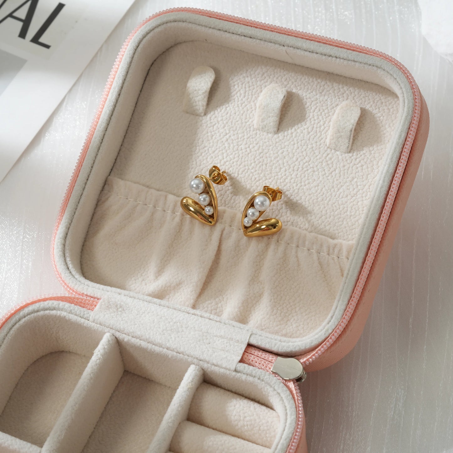 1 Pair Marine Style C Shape Irregular Water Droplets Inlay 304 Stainless Steel Artificial Pearls 18K Gold Plated Ear Studs