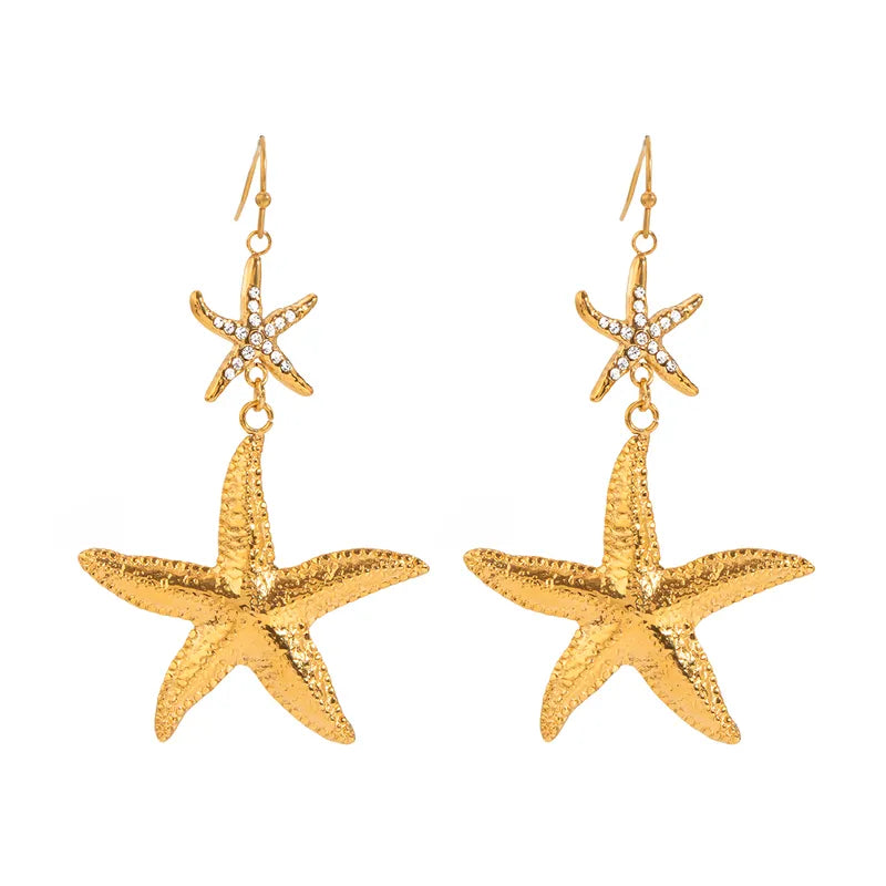 1 Pair Marine Style Simple Style Classic Style Starfish 304 Stainless Steel Drop Earrings