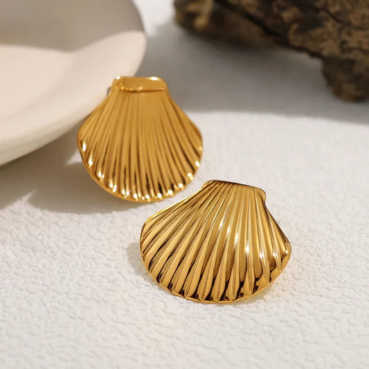 1 Pair Marine Style Simple Style Shell Polishing 304 Stainless Steel 18K Gold Plated Ear Studs