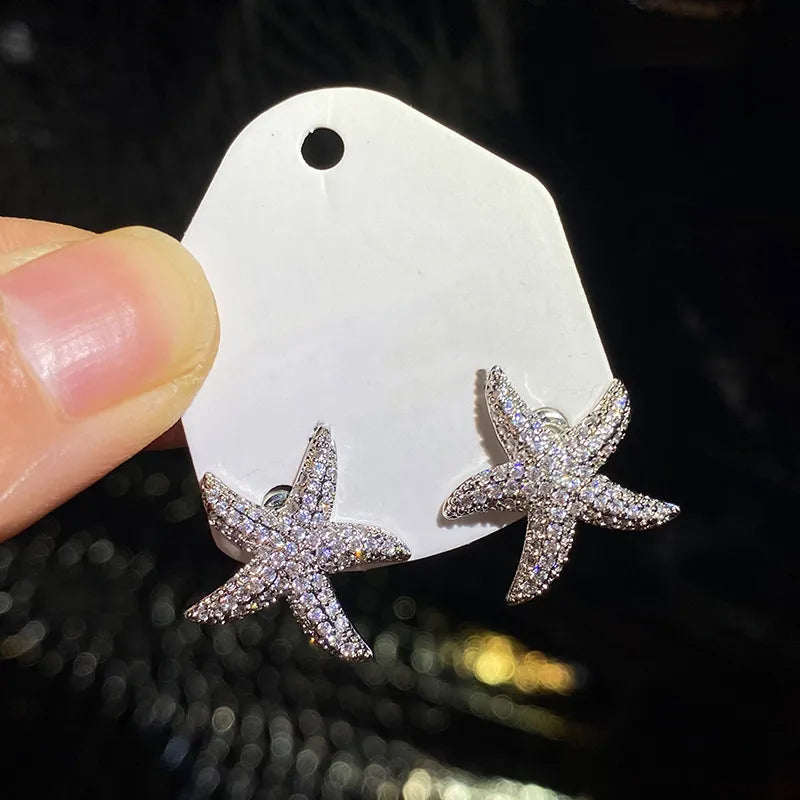 1 Pair Marine Style Simple Style Starfish Inlay Copper Ear Studs