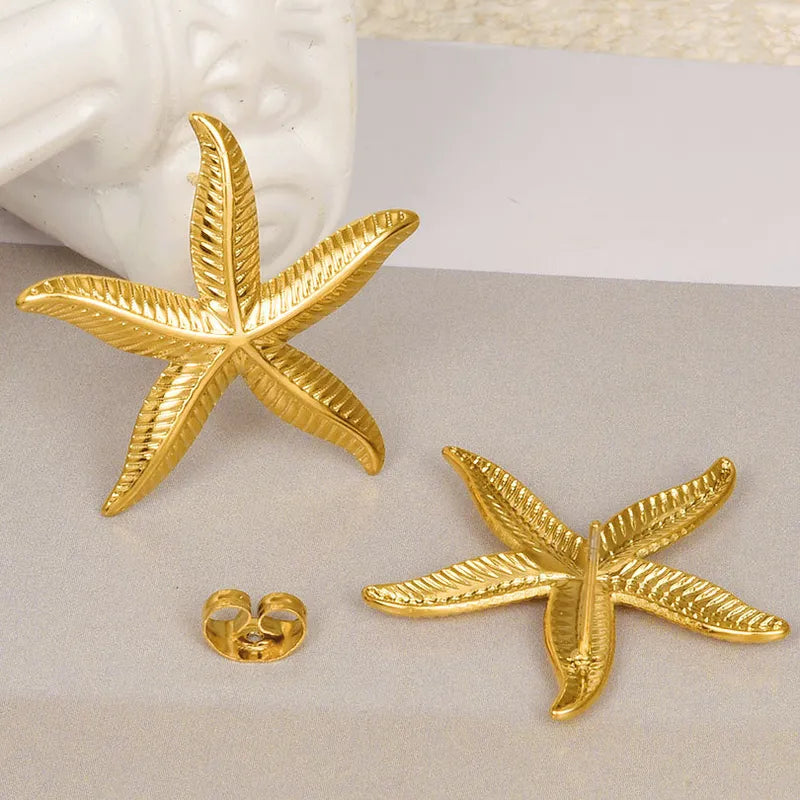 1 Pair Marine Style Simple Style Starfish Plating 304 Stainless Steel Ear Studs