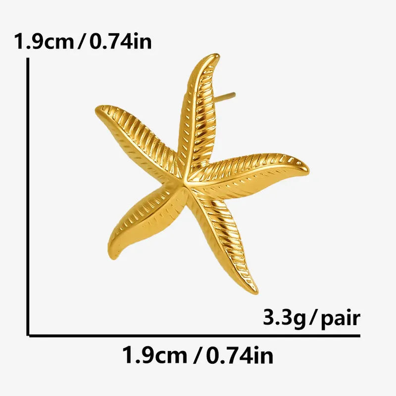 1 Pair Marine Style Simple Style Starfish Plating 304 Stainless Steel Ear Studs