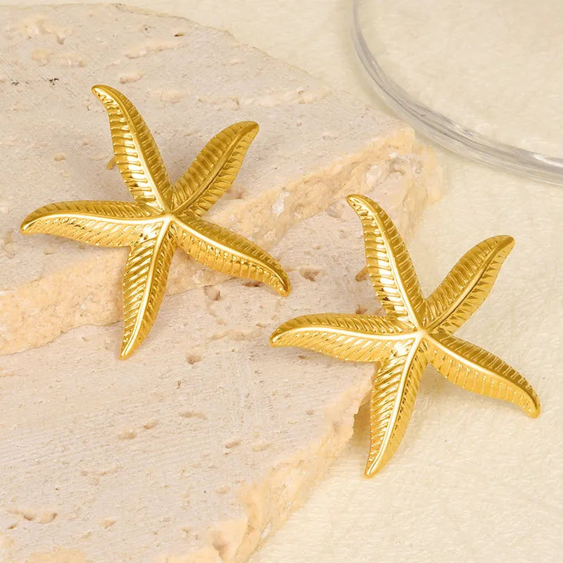 1 Pair Marine Style Simple Style Starfish Plating 304 Stainless Steel Ear Studs