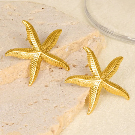 1 Pair Marine Style Simple Style Starfish Plating 304 Stainless Steel Ear Studs