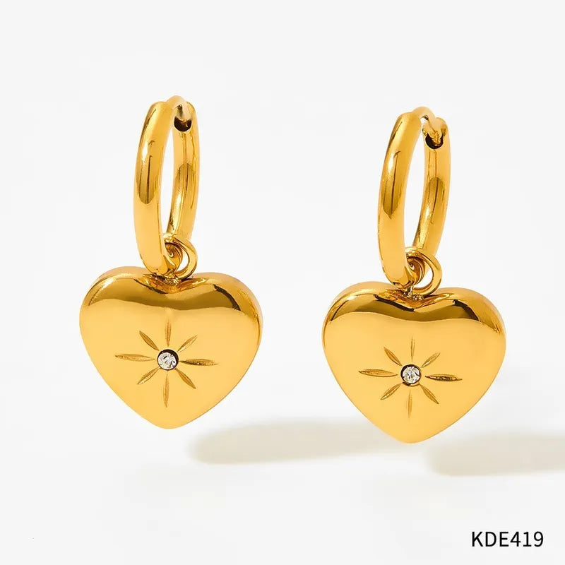 1 Pair Modern Style Artistic Eight Awn Star Heart Shape Plating 304 Stainless Steel 16K Gold Plated White Gold Plated Gold Plated Drop Earrings