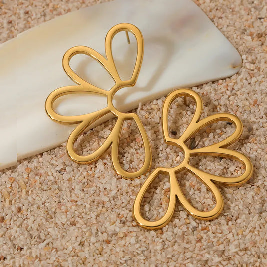 1 Pair Modern Style Artistic Flower Hollow Out 316 Stainless Steel 16K Gold Plated White Gold Plated Gold Plated Ear Studs