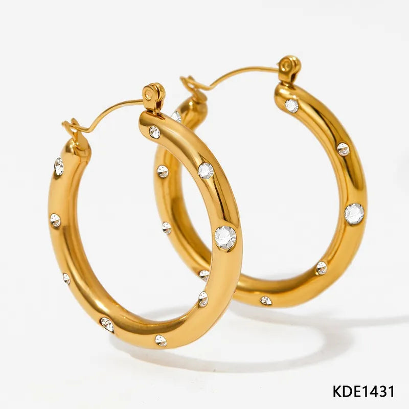 1 Pair Modern Style Artistic Round Plating 304 Stainless Steel 16K Gold Plated White Gold Plated Gold Plated Earrings