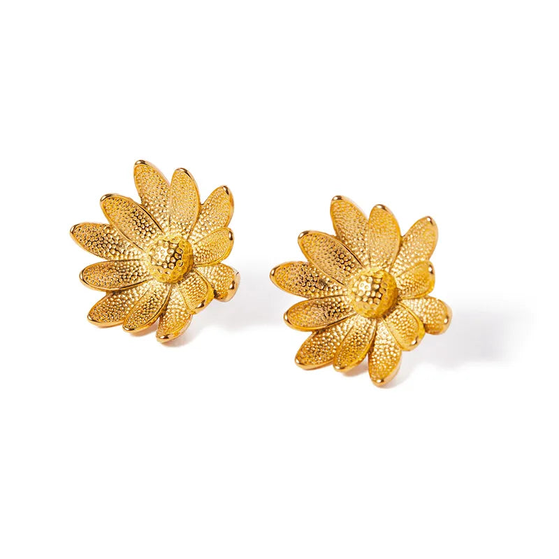 1 Pair Modern Style Classic Style Flower 316 Stainless Steel 18K Gold Plated Ear Studs