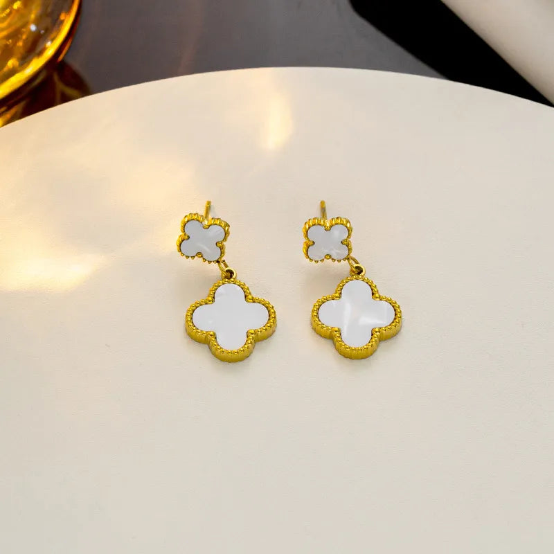 1 Pair Modern Style Classic Style Geometric Flower Plating 304 Stainless Steel Drop Earrings