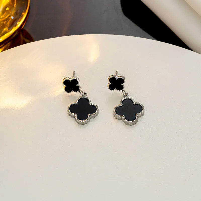 1 Pair Modern Flower Plating 304 Stainless Steel Drop Earrings