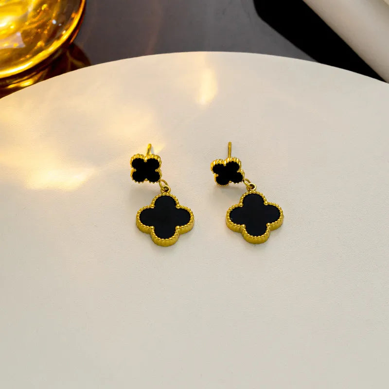 1 Pair Modern Flower Plating 304 Stainless Steel Drop Earrings