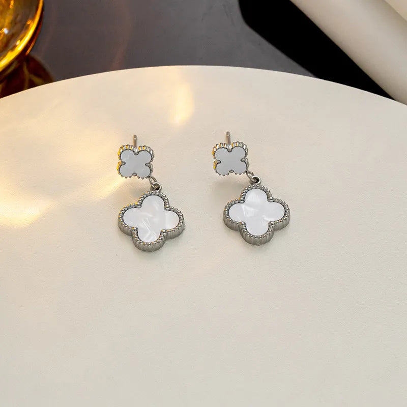 1 Pair Modern Flower Plating 304 Stainless Steel Drop Earrings